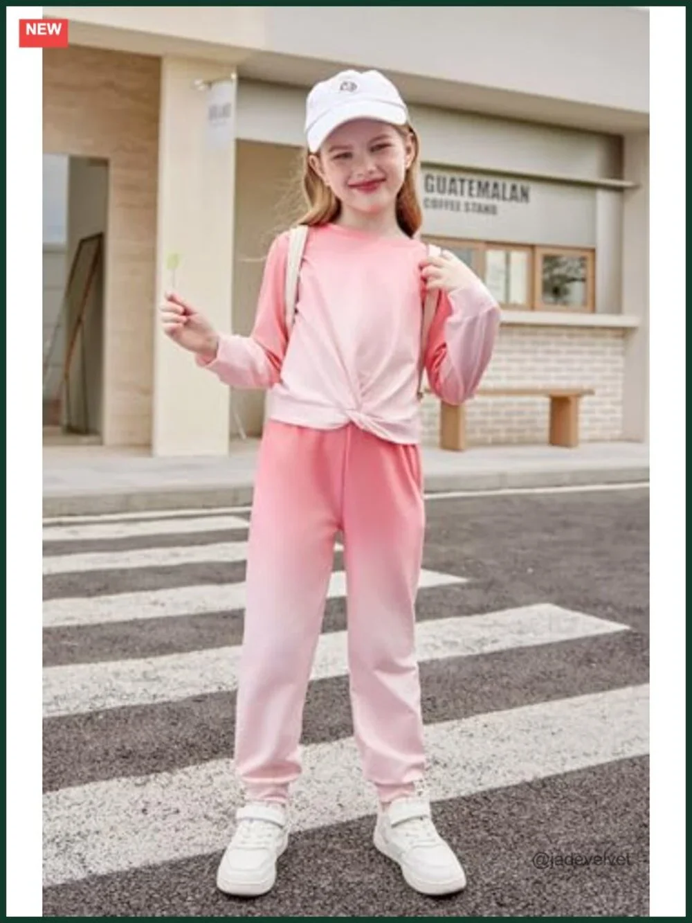 Girls 2 Piece Twist Front Tracksuit Long Sleeve Sweatshirt Jogger Set